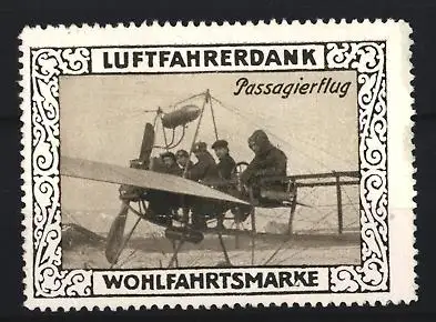 Reklamemarke Wohlfahrtsmarke, Passagierflug, Flugzeug mit Passagieren