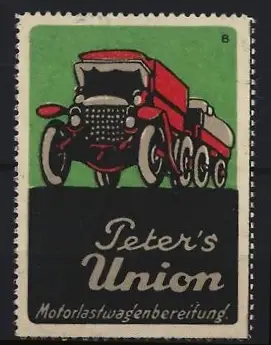 Reklamemarke Peter`s Union, Motorlastwagenreifen