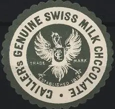 Reklamemarke Cailler, Swiss Milk Chocolate, Adler mit Wappen