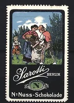 Reklamemarke Berlin, Sarotti, Nuss-Schokolade, Erntehelfer im Feld