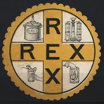 Reklamemarke Rex, Haushaltsgeräte, Kreuzsymbol