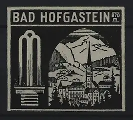 Reklamemarke Bad Hofgastein, Berglandschaft mit Kirche