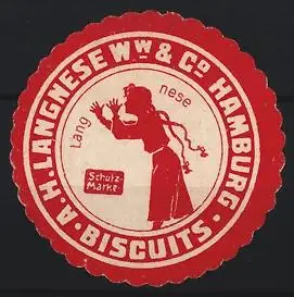 Reklamemarke Hamburg, A.H. Langnese WW & Co., Keksfabrik, Frauensilhouette