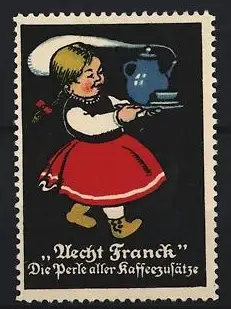 Reklamemarke Aecht Franck, Kaffee, Mädchen mit Kaffeekanne