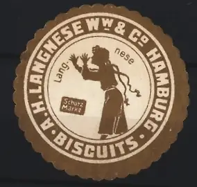 Reklamemarke Hamburg, A.H. Langnese WW & Co., Biscuits, Mädchen im Profil