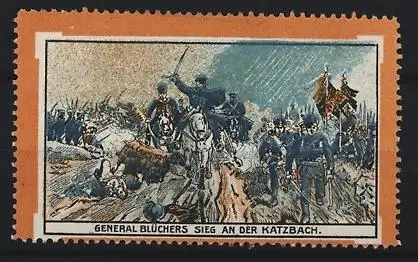 Reklamemarke General Blüchers Sieg an der Katzbach, Schlachtenszene