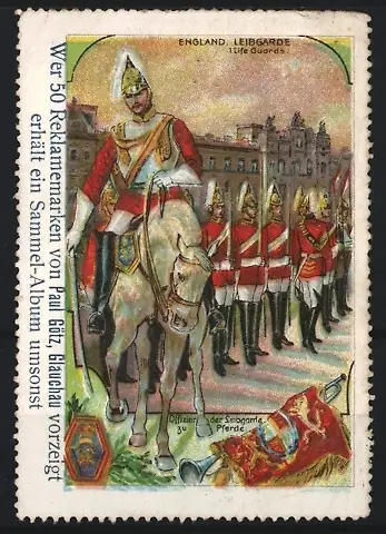 Reklamemarke England, Leibgarde, Offizier zu Pferde
