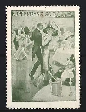 Reklamemarke Kupferberg Gold, Sekt, Tanzszene, elegantes Paar im Ballsaal