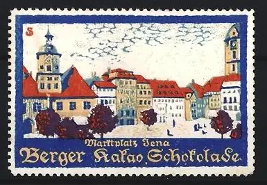 Reklamemarke Jena, Berger, Kakao-Schokolade, Marktplatzansicht