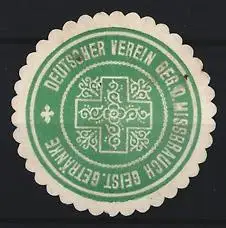 Reklamemarke Deutscher Verein Gegen Missbrauch geistiger Getränke, Kreuzsymbol