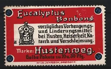 Reklamemarke Dresden, Eucalyptus Bonbons, Hustenweg-Marke