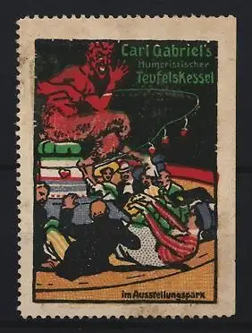 Reklamemarke München, Carl Gabriel`s Humoristischer Teufelskessel, Teufel im Ausstellungsgelände