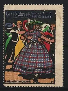 Reklamemarke München, Carl Gabriel`s Koncert und Tanzhaus im Ausstellungspark, Tänzergruppe
