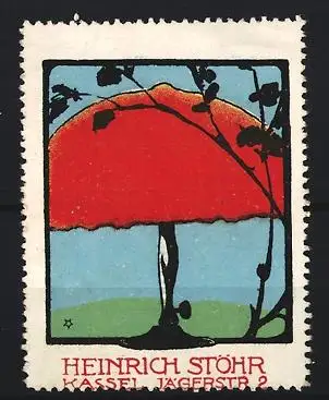 Reklamemarke Kassel, Heinrich Stöhr, Jägerstr. 2, Lampe mit rotem Schirm