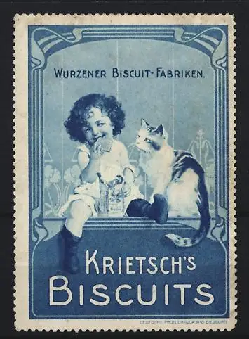 Reklamemarke Wurzen, Krietsch`s Biscuits, Wurzener Biscuit-Fabriken