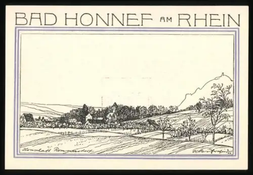Notgeld Bad Honnef am Rhein 1921, 50 Pfennig, Landschaft und Wappen von Bad Honnef