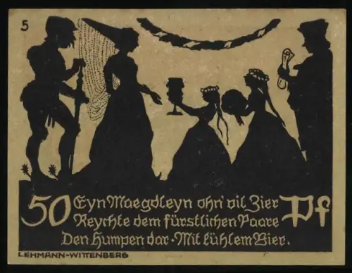 Notgeld Bad Schmiedeberg 1921, 50 Pf, Schloss und mittelalterliche Silhouetten