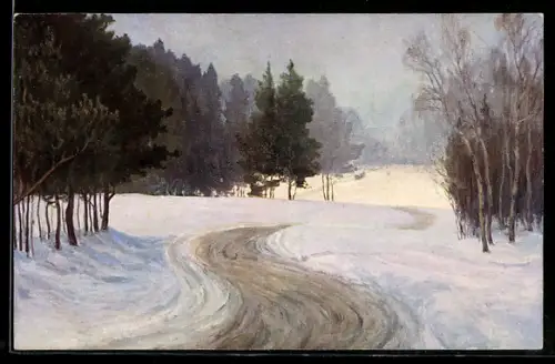 Künstler-AK sign. J. Choukoff, Forest in snow