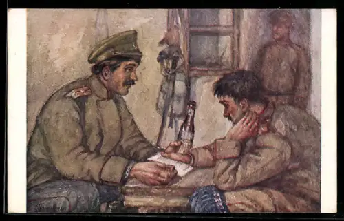 Künstler-AK sign. D. Pantcheff, Vor dem Angriff