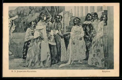Künstler-AK sign. W. E. Borissow-Mussatow, Requiem