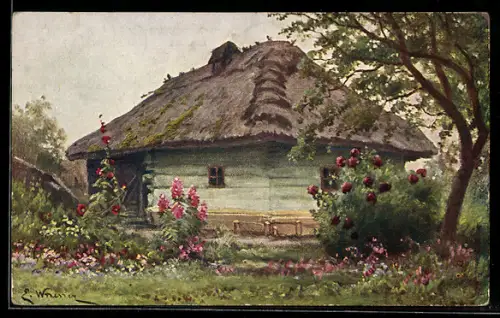 Künstler-AK sign. W. Wrzeszcz, Chata
