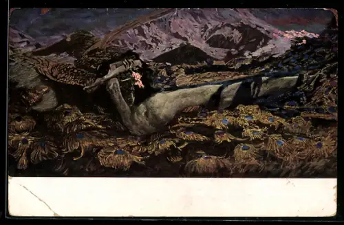 Künstler-AK sign. Wroubel: Dämon, Russische Kunst