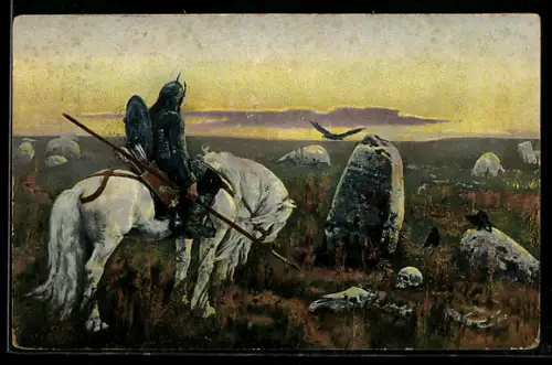 Künstler-AK sign. V. M. Vasnetzov, L`héros entre les deux chemins