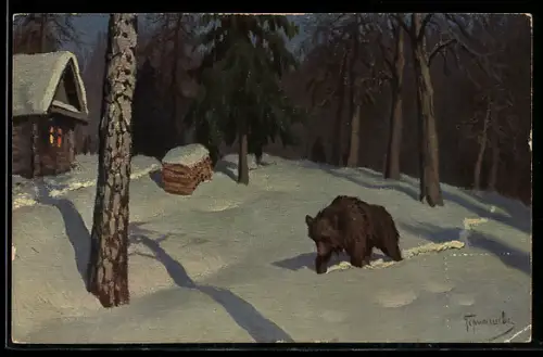 Künstler-AK sign. Wildschwein