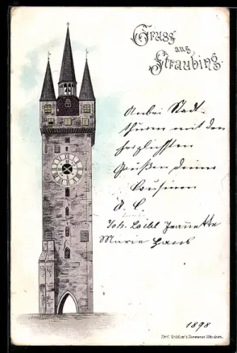 Lithographie Straubing, Stadtturm