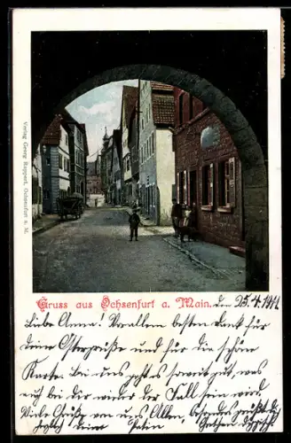 AK Ochsenfurt a. Main, Blick durch das Stadttor auf die Hauptstrasse