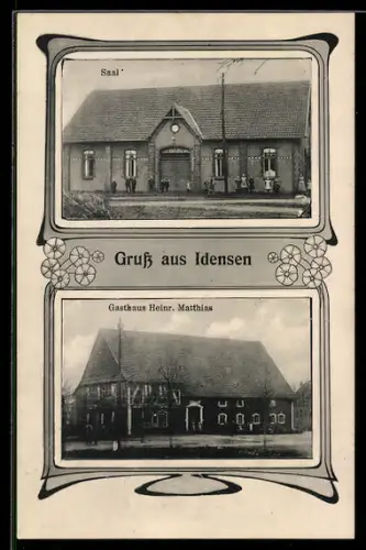 AK Idensen, Saal, Gasthaus Heinr. Matthias