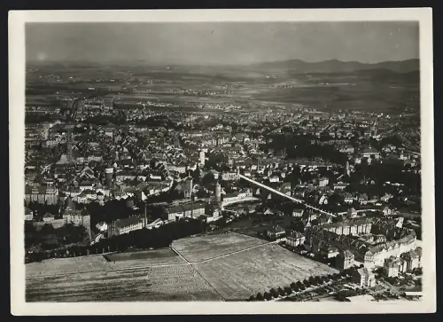 Fotografie Walter Hahn, Dresden, Wallgässchen 7, Ansicht Bautzen, Ortsansicht aus der Vogelschau mit Brücke