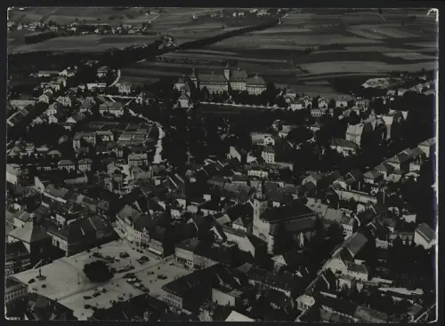 Fotografie Walter Hahn, Dresden, Ansicht Bischofswerda, Platzansicht aus der Luft