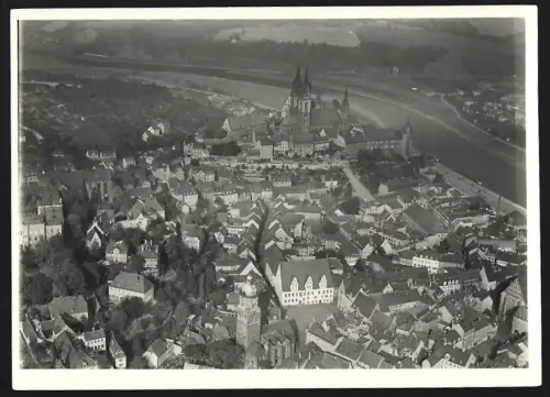Fotografie Walter Hahn, Dresden, Ansicht Meissen /Elbe, Blick zum Dom aus der Vogelschau