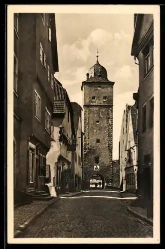 AK Ochsenfurt / Main, Strassenpartie am Klingenturm - Jugendherberge