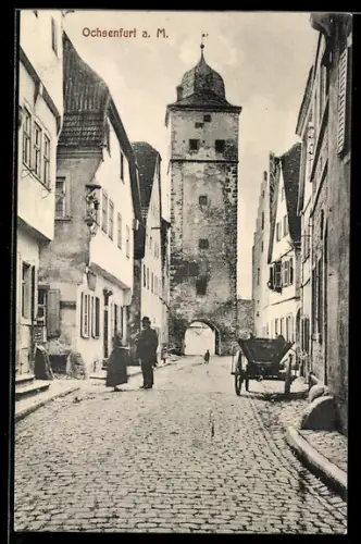 AK Ochsenfurt a. M., Strassenpartie mit Tor