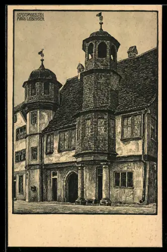 Künstler-AK Stadtprozelten, Rathaus, Alois Leibinger