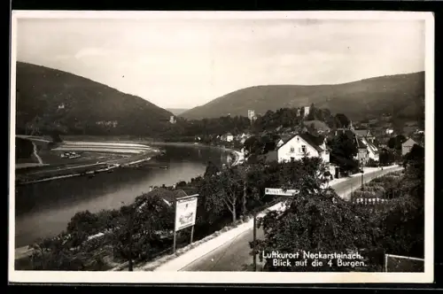 AK Neckarsteinach, Neckarsteinach, Blick auf die 4 Burgen