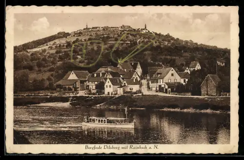 AK Rainbach a. N., Ortsansicht mit der Bergfeste Dilsberg