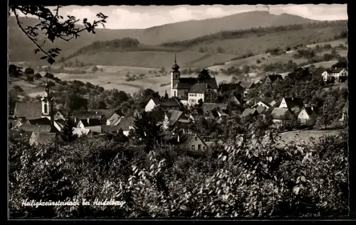 AK Heiligkreuzsteinach bei Heidelberg, Teilansicht mit Kirche