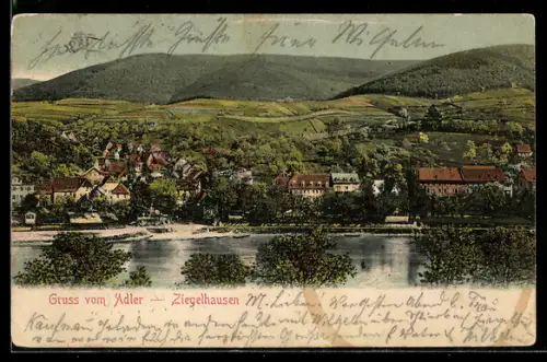 AK Ziegelhausen, Gasthof Adler aus der Vogelschau