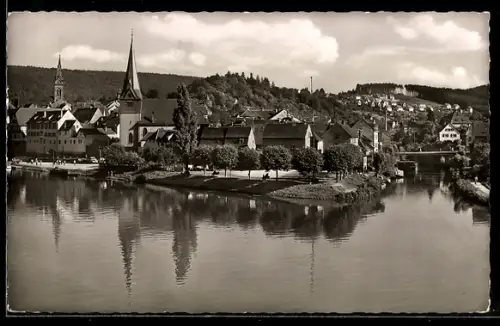 AK Neckargemünd b. Heidelberg, Teilansicht mit Kirche