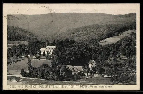 AK Heidelberg, Hotel und Pension zur Stiftsmühle mit Stift Neuburg