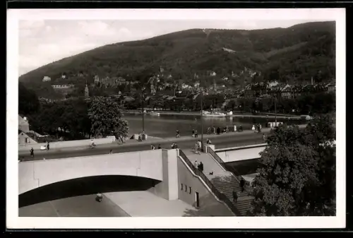 AK Heidelberg, Neue Friedrichsbrücke mit Schloss