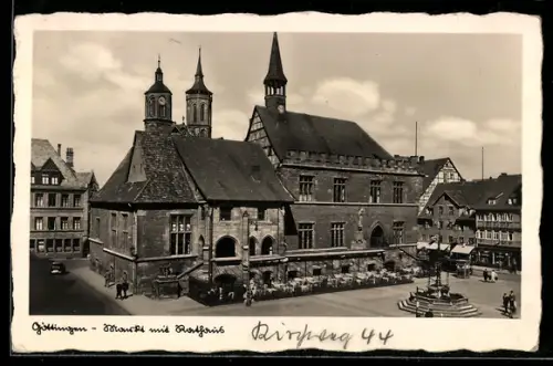 AK Göttingen, Markt mit Rathaus