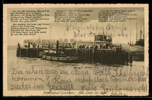 AK Cuxhaven, Nordseebad, Alte Liebe bei Ebbe
