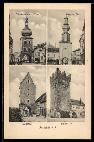 AK Saalfeld a. S., Blankenburger Tor, Oberes Tor, Saaltor, Daar-Tor