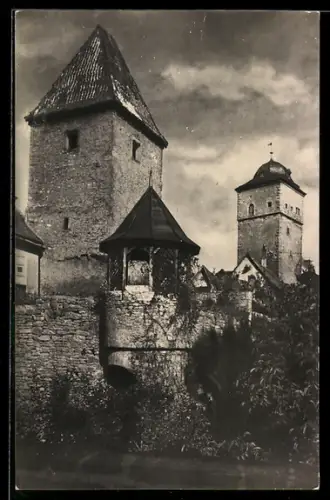 AK Ochsenfurt a. M., Stadtmauer, Wehrturm, Torturm
