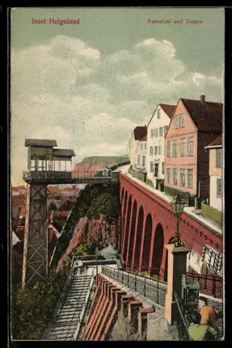 AK Helgoland, Fahrstuhl und Treppe