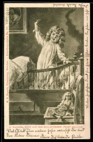 Künstler-AK sign. E. Wagner: Echo aus dem Schlafzimmer